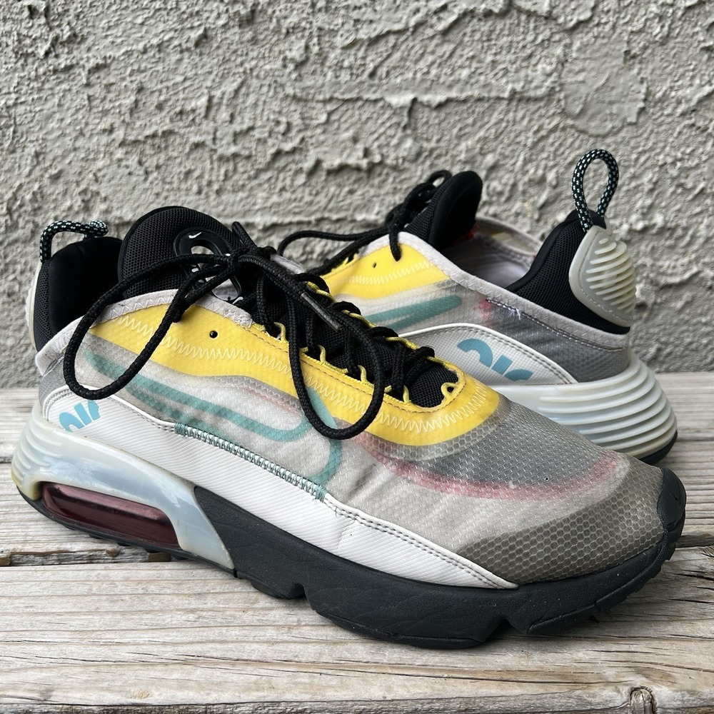 Nike Shoes Men Size 11 Air Max 2090 White Bleached Aqua Black Yellow Sneakers